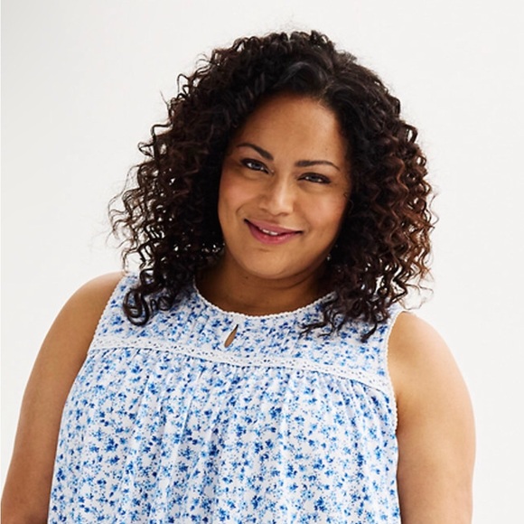 CROFT & BARROW Womens Nightgown Plus Size 3X Floral Sleeveless Pintuck Front New - Picture 3 of 10